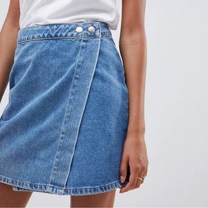 Asos Design Denim Wrap Skirt